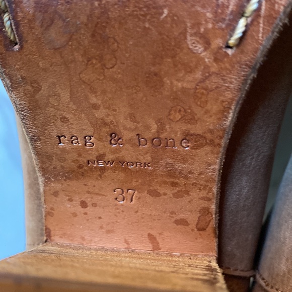 Rag & Bone Harrow Tan Suede Distressed Leather Harness Heeled Ankle Boots 6.5 - Picture 7 of 9